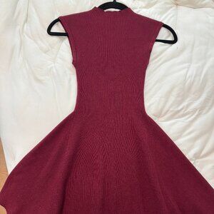 Windsor Burgundy Ribbed Knit Fit & Flare Dress - Size M